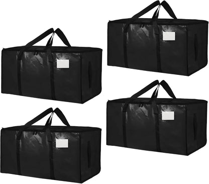 8 Pack Extra Large Heavy-Duty Moving & Storage Bags, Clear Plastic Waterproof Totes with Lids, Reinforced Handles & Heavy-Duty Zippers for Clothes Packing, Dorms, Home Organization