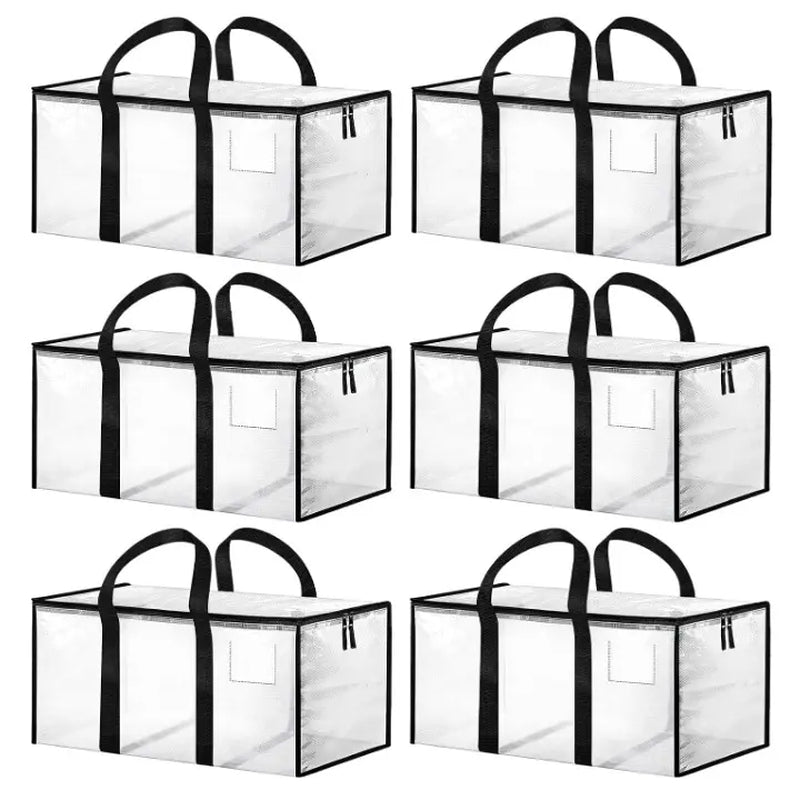 8 Pack Extra Large Heavy-Duty Moving & Storage Bags, Clear Plastic Waterproof Totes with Lids, Reinforced Handles & Heavy-Duty Zippers for Clothes Packing, Dorms, Home Organization