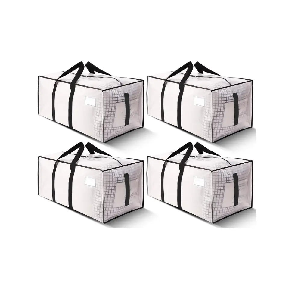 8 Pack Extra Large Heavy-Duty Moving & Storage Bags, Clear Plastic Waterproof Totes with Lids, Reinforced Handles & Heavy-Duty Zippers for Clothes Packing, Dorms, Home Organization
