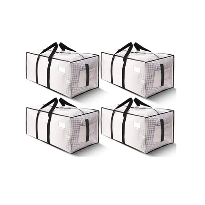 8 Pack Extra Large Heavy-Duty Moving & Storage Bags, Clear Plastic Waterproof Totes with Lids, Reinforced Handles & Heavy-Duty Zippers for Clothes Packing, Dorms, Home Organization